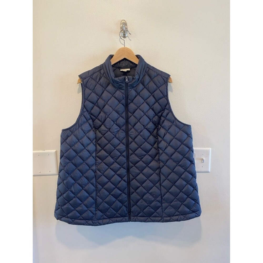 J. Jill womens quilted down puffer vest size 2X 90% down packable lightweight